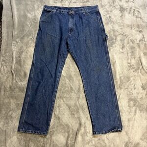 Men's Wrangler Carpenter 38x32 Carpenter Jeans Medium Wash STAINS